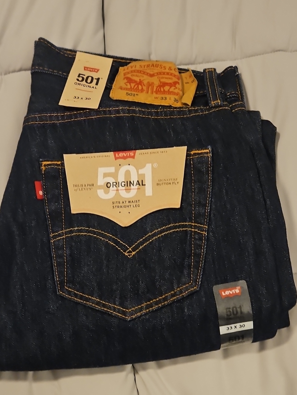 Levi's 501 Original Straight Leg Jeans - Dark Blue Denim